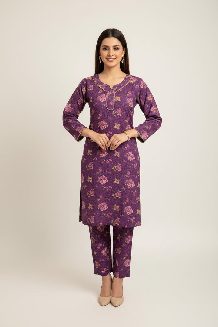 Two piece dhanak material suits in casual wear for winters