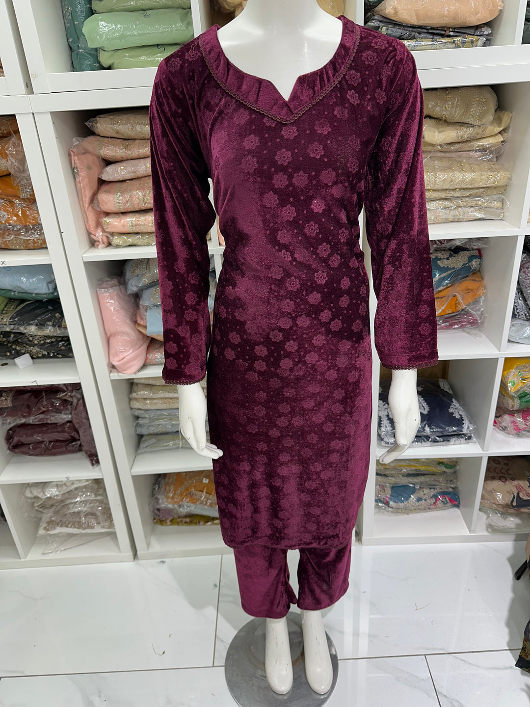 Two piece velvet suits in mother and daughter best seller suit