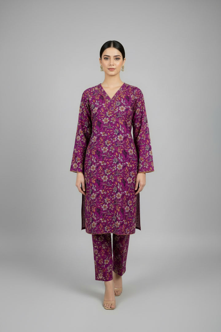 Two piece dhanak material suits in casual wear for winters