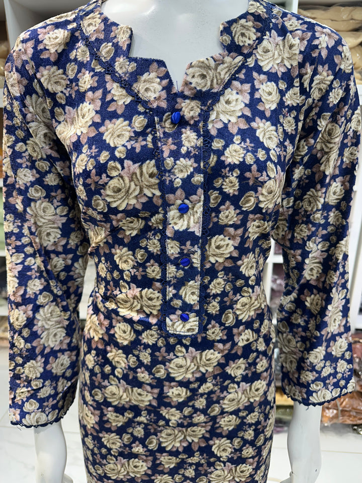 Two piece velvet suits in digital print perfect for winters and for everyday wear