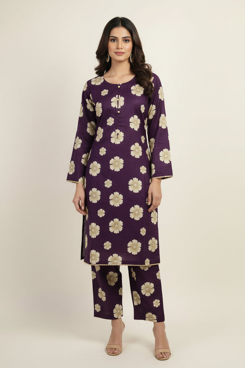 Two piece khadar material suits on offer