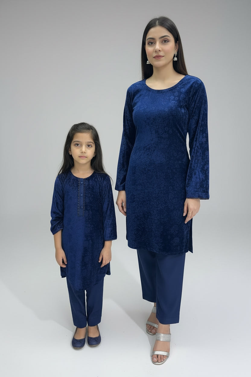Two piece velvet suits in mother and daughter best seller suit