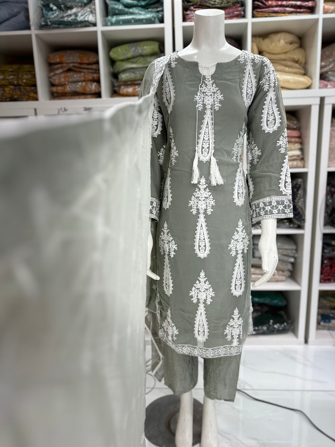 Three piece chiffon suits ready to wear