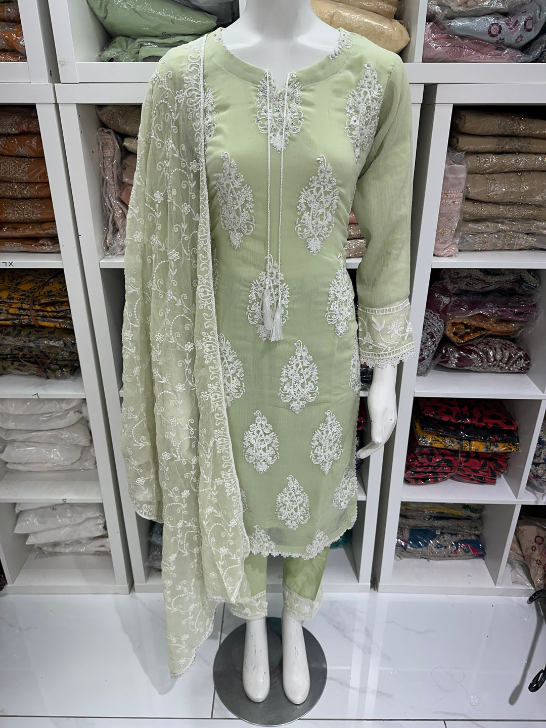 Three piece chiffon suits ready to wear