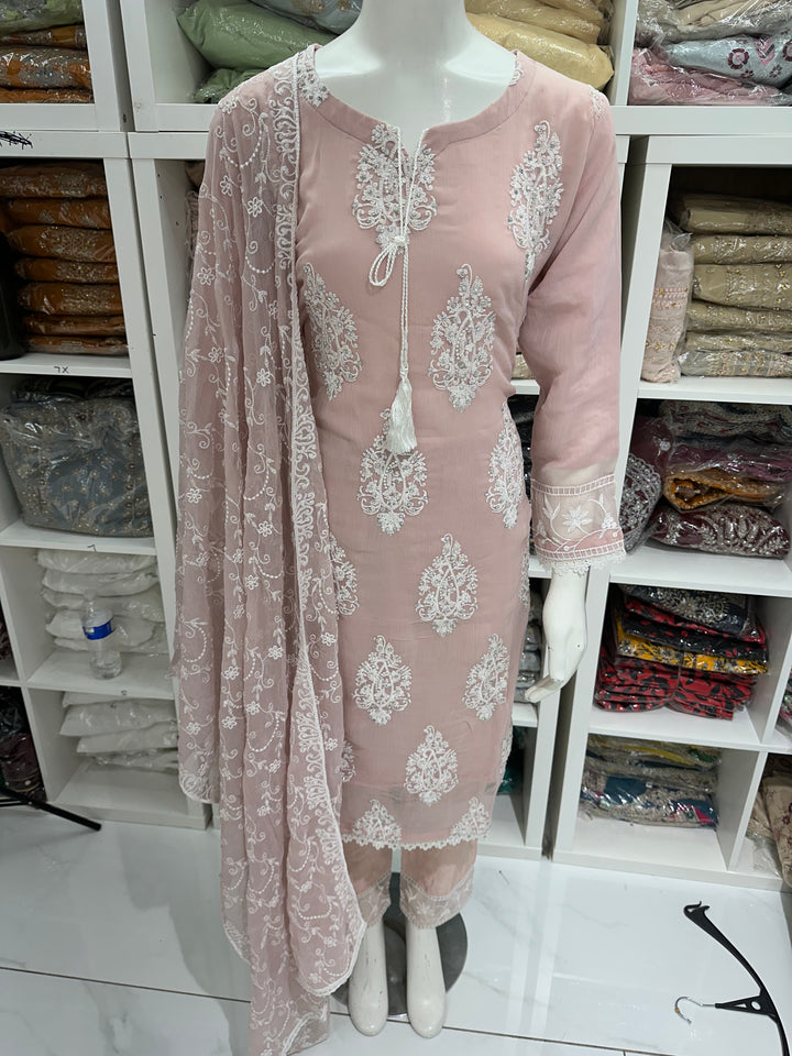 Three piece chiffon suits ready to wear