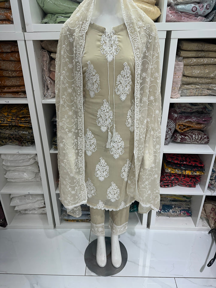 Three piece chiffon suits ready to wear