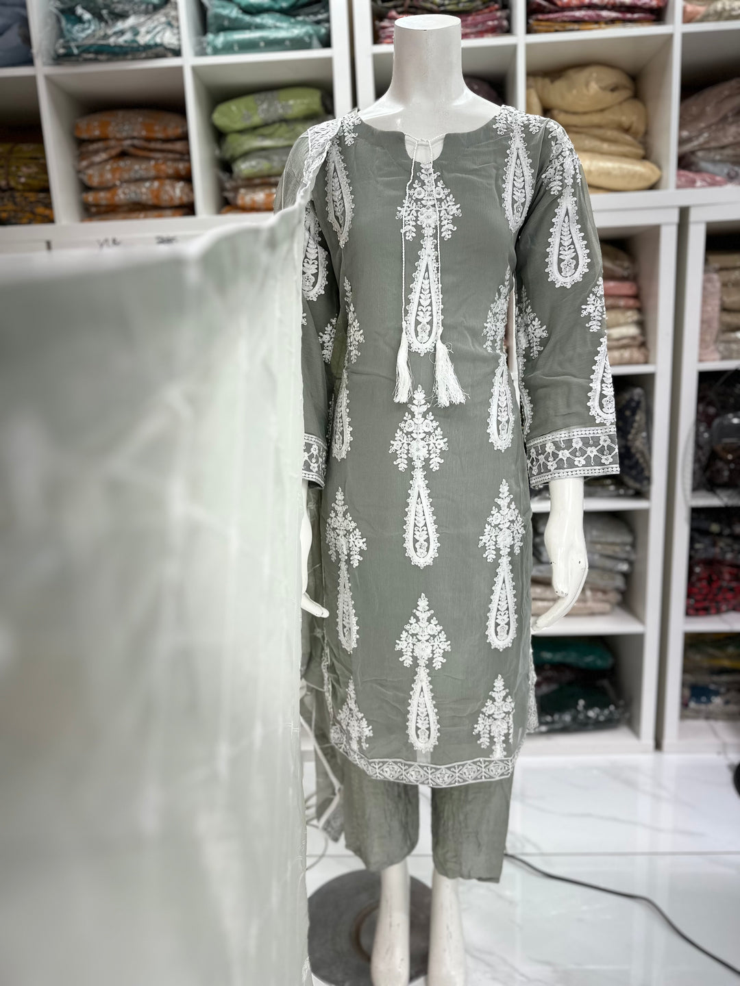 Three piece chiffon suits ready to wear