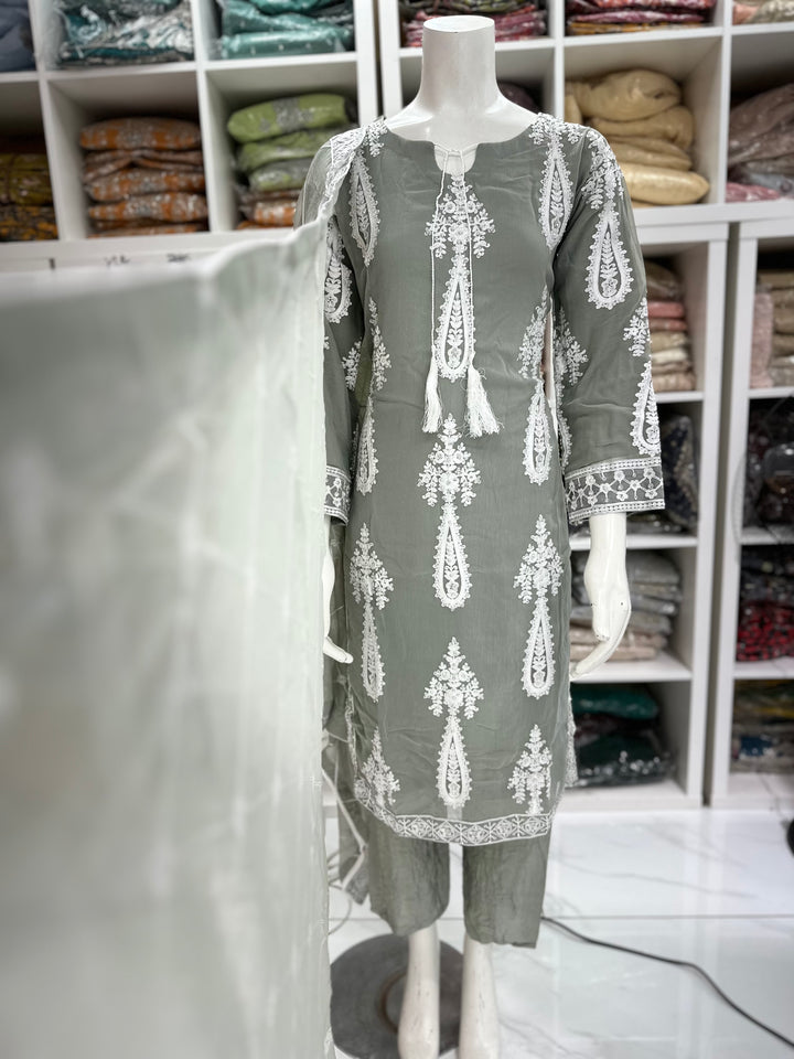 Three piece chiffon suits ready to wear