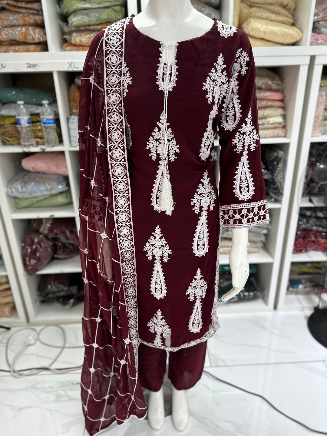 Three piece chiffon suits ready to wear