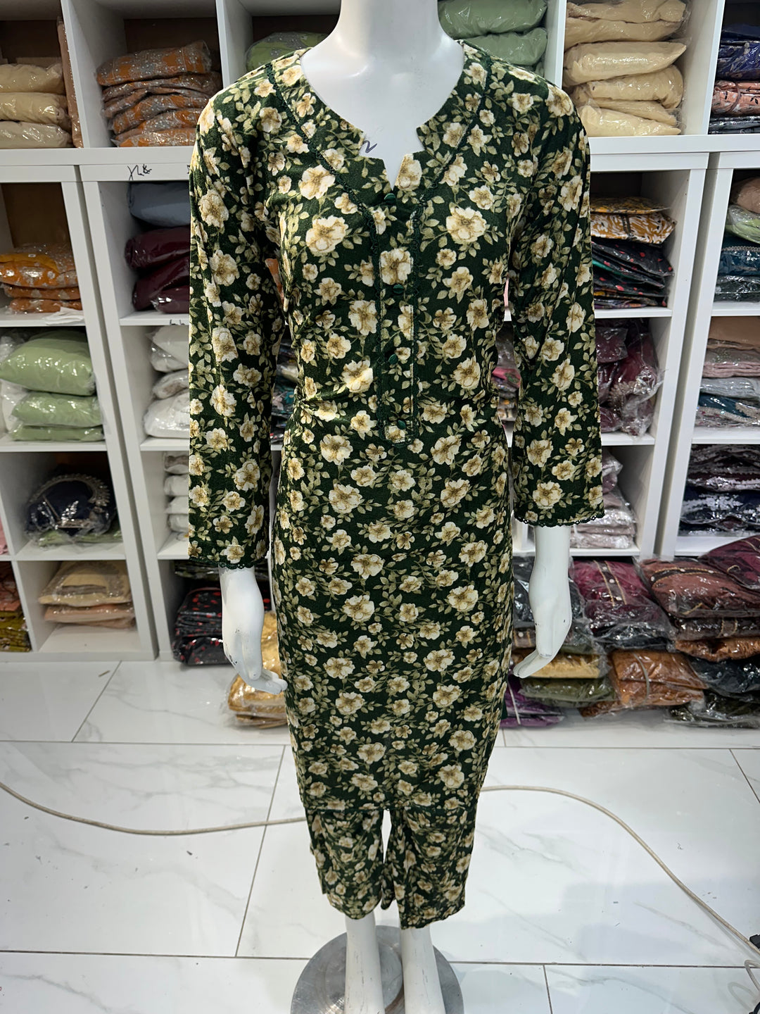 Two piece velvet suits in digital print perfect for winters and for everyday wear