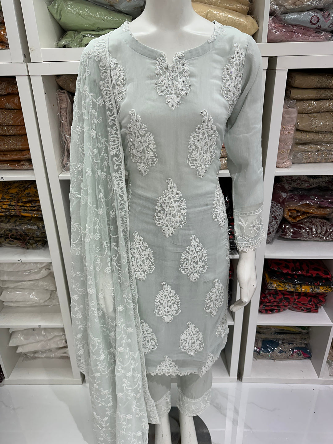 Three piece chiffon suits ready to wear