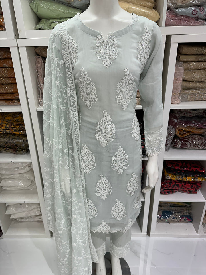 Three piece chiffon suits ready to wear