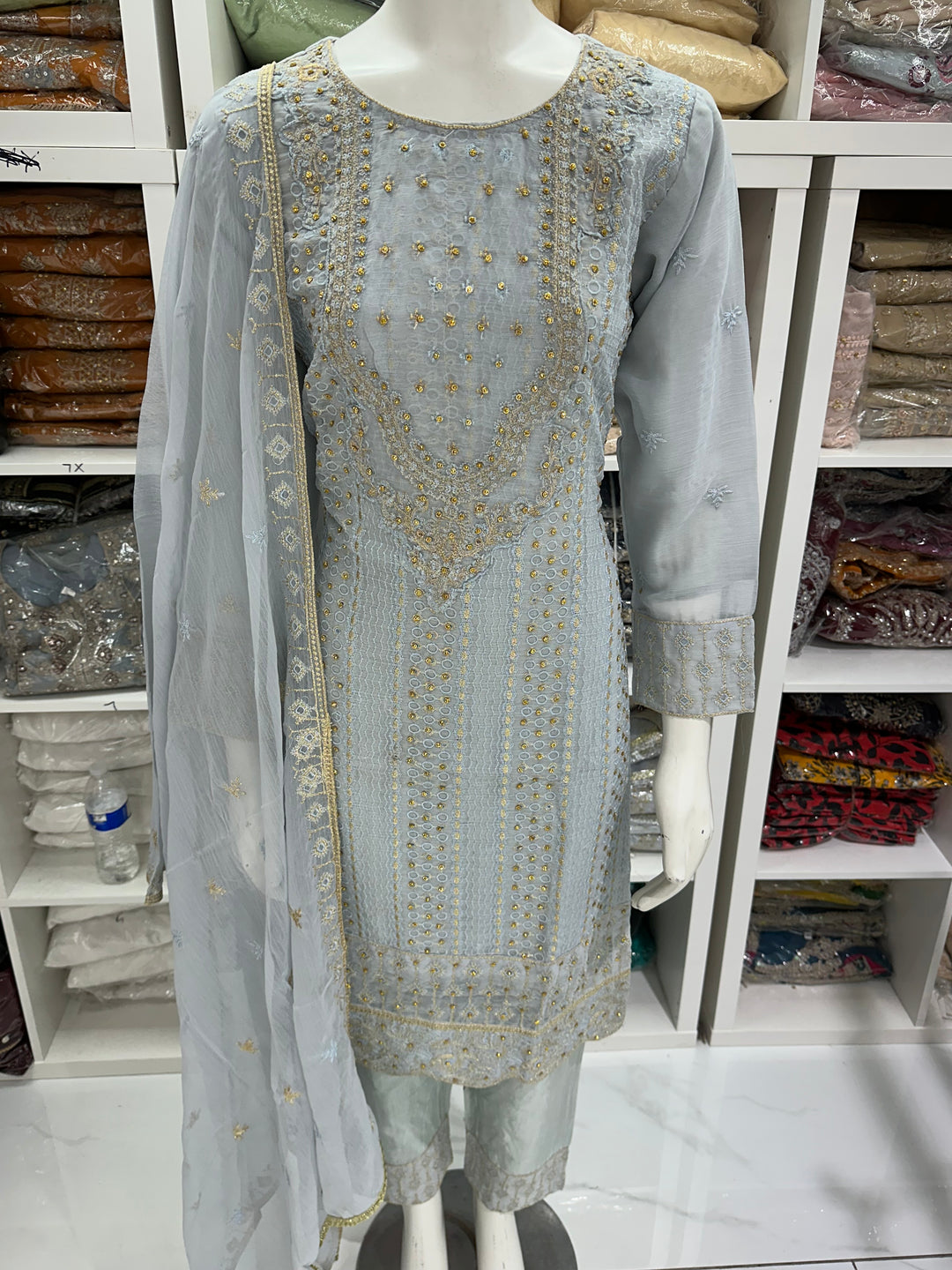 Three piece chiffon suits ready to wear