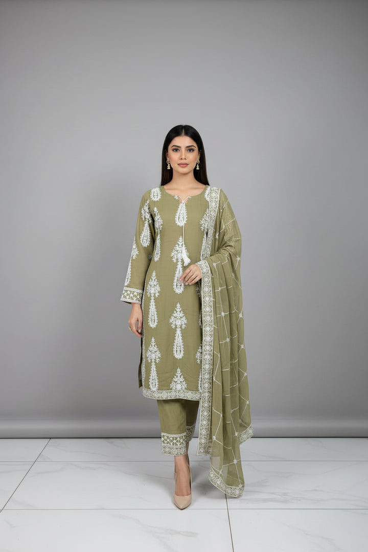 Three piece chiffon suits ready to wear