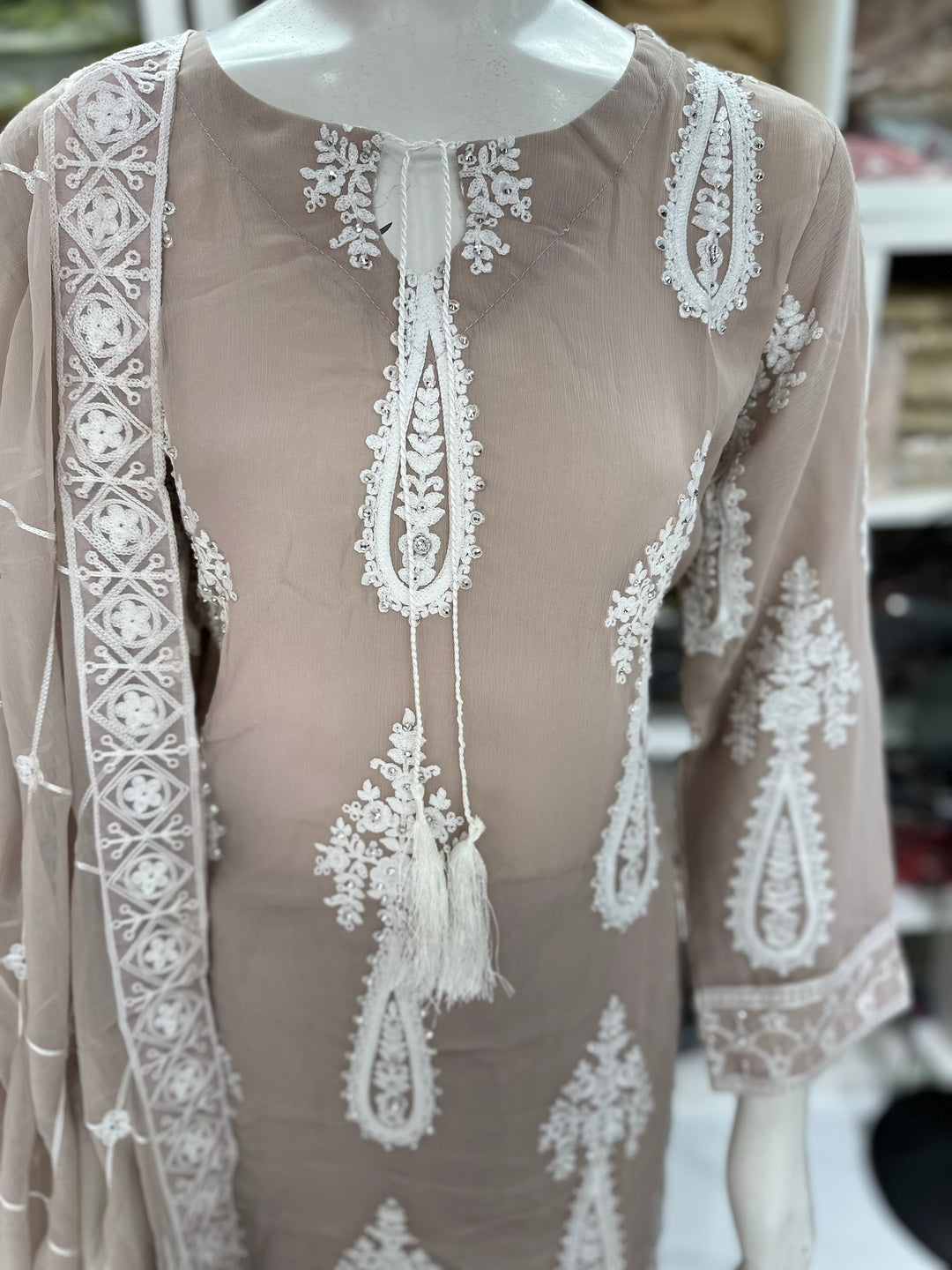 Three piece chiffon suits ready to wear