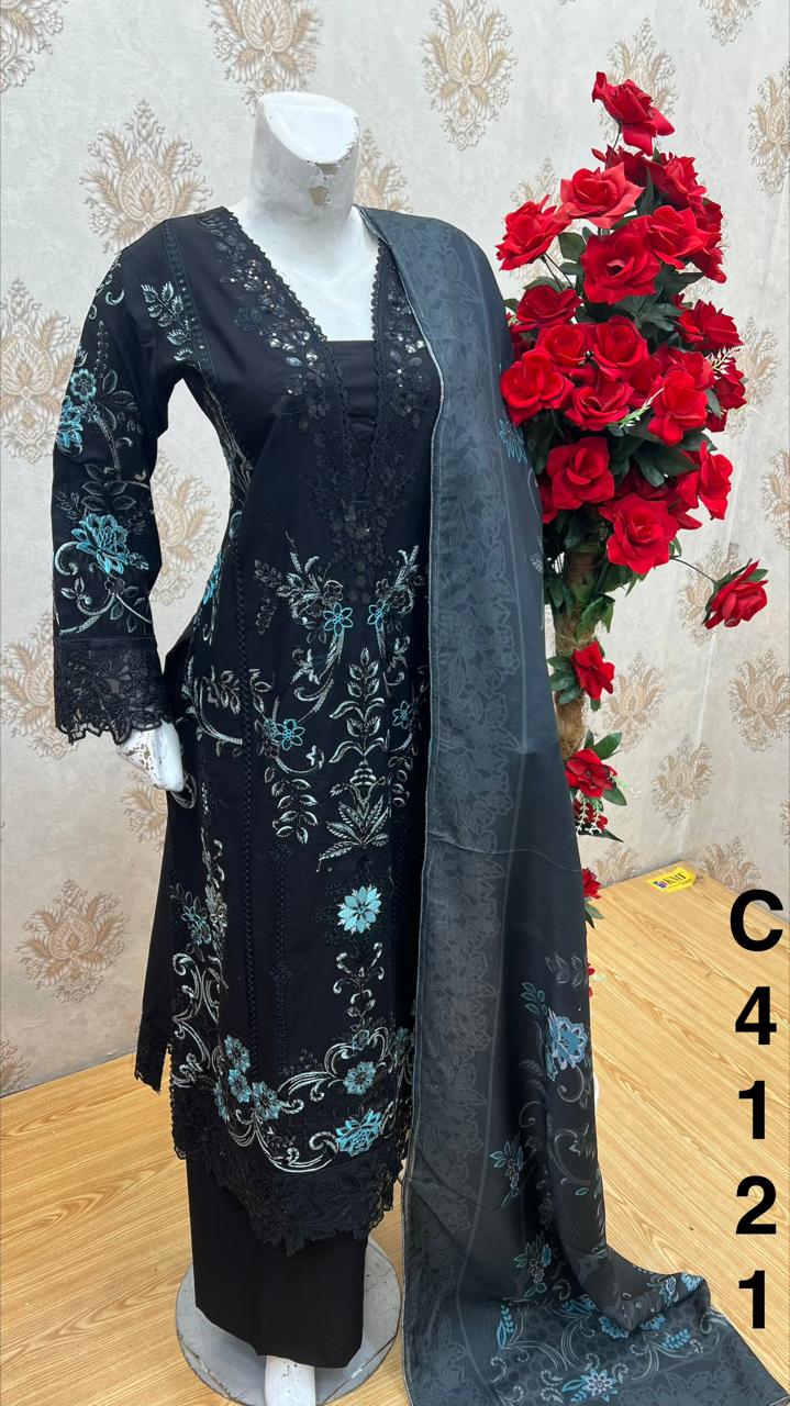 Three piece cotton material suits in long length pre orders only