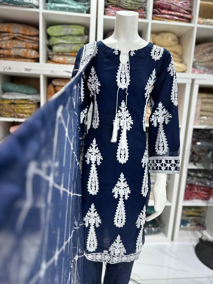 Three piece chiffon suits ready to wear