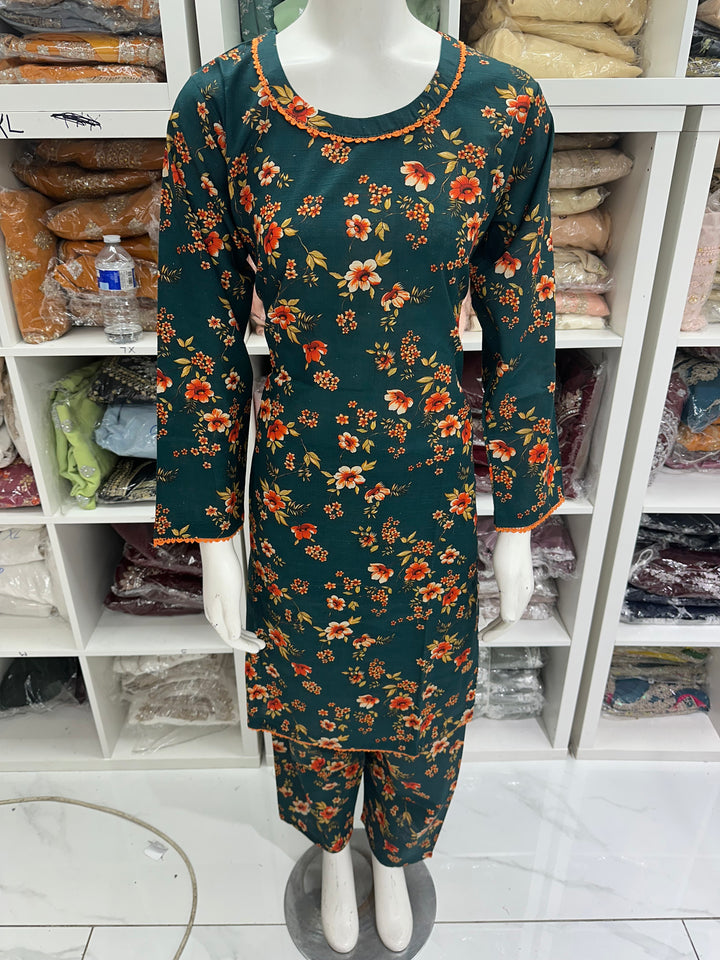 Two piece khadar material suits on offer
