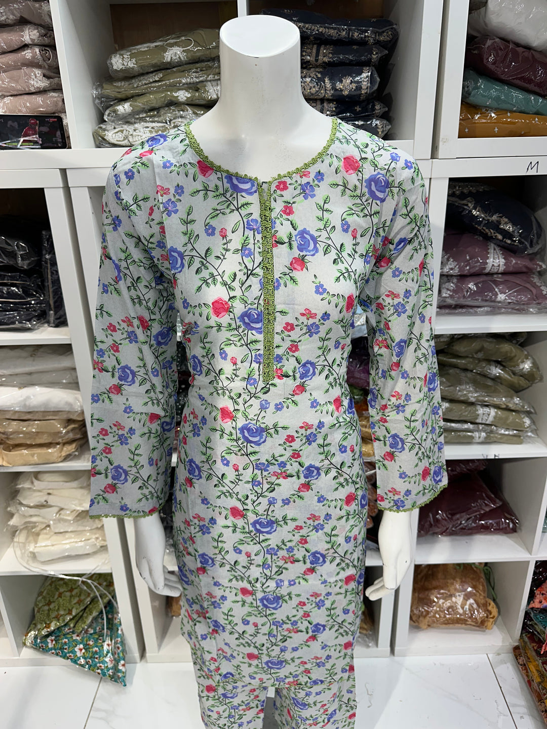 Two piece lawn material suits on offer