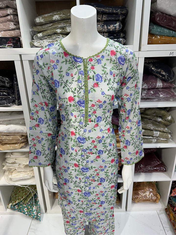 Two piece lawn material suits on offer