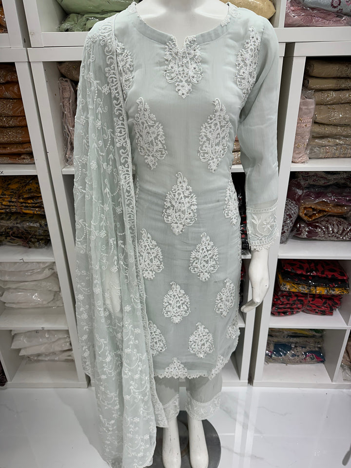 Three piece chiffon suits ready to wear