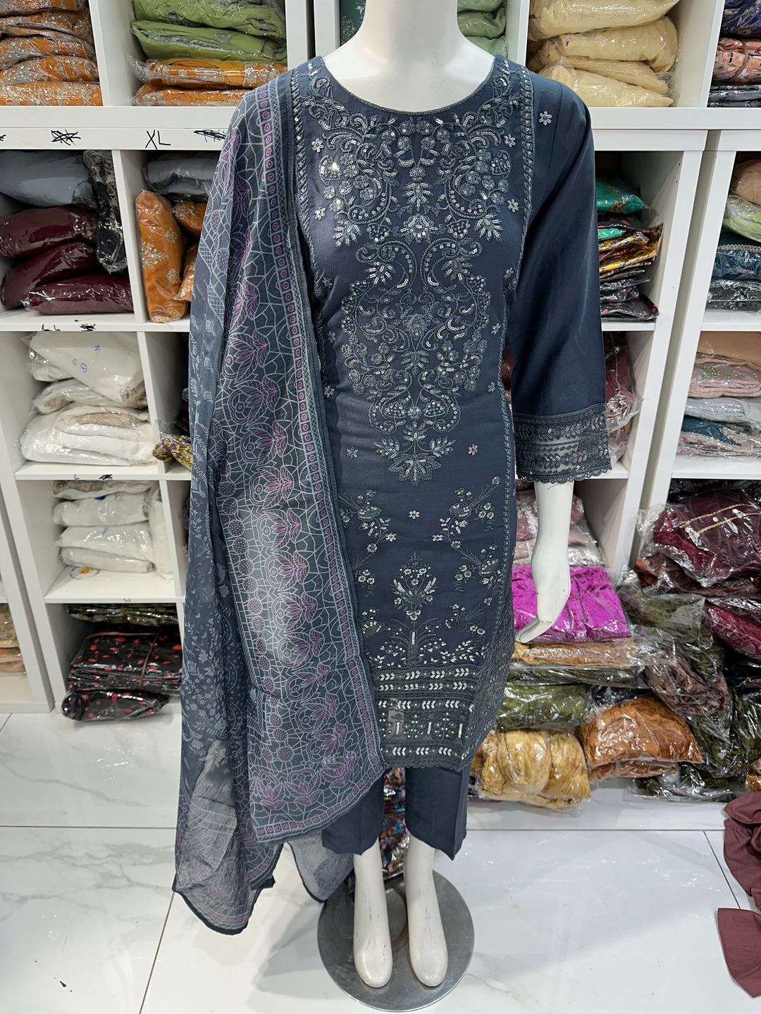 Three piece dhanak material suits on offer perfect for home wear and occasional wear