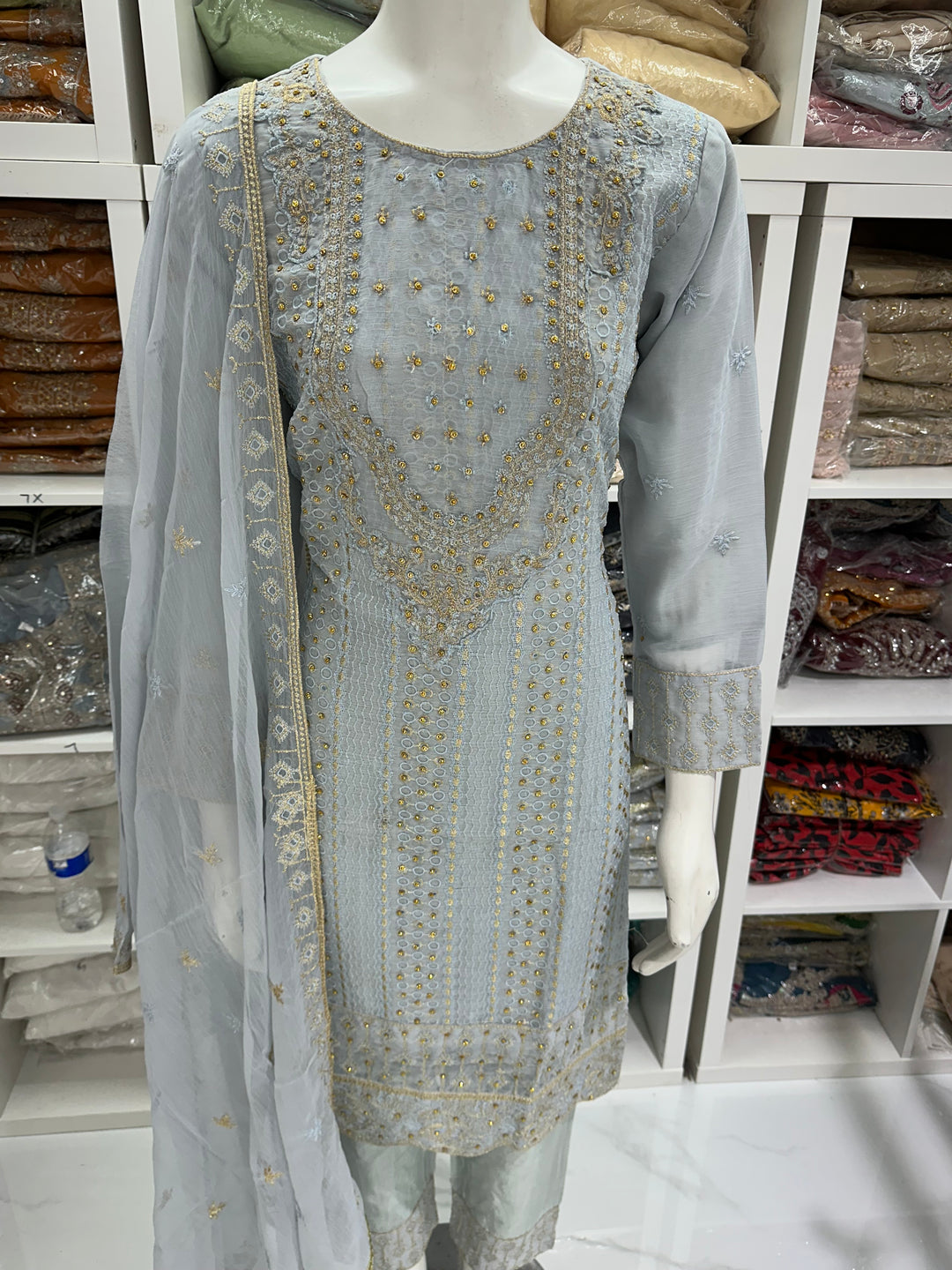 Three piece chiffon suits ready to wear