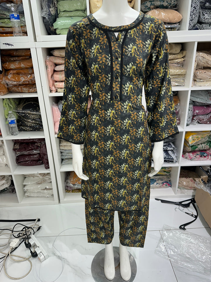 Two piece dhanak material suits in casual wear for winters