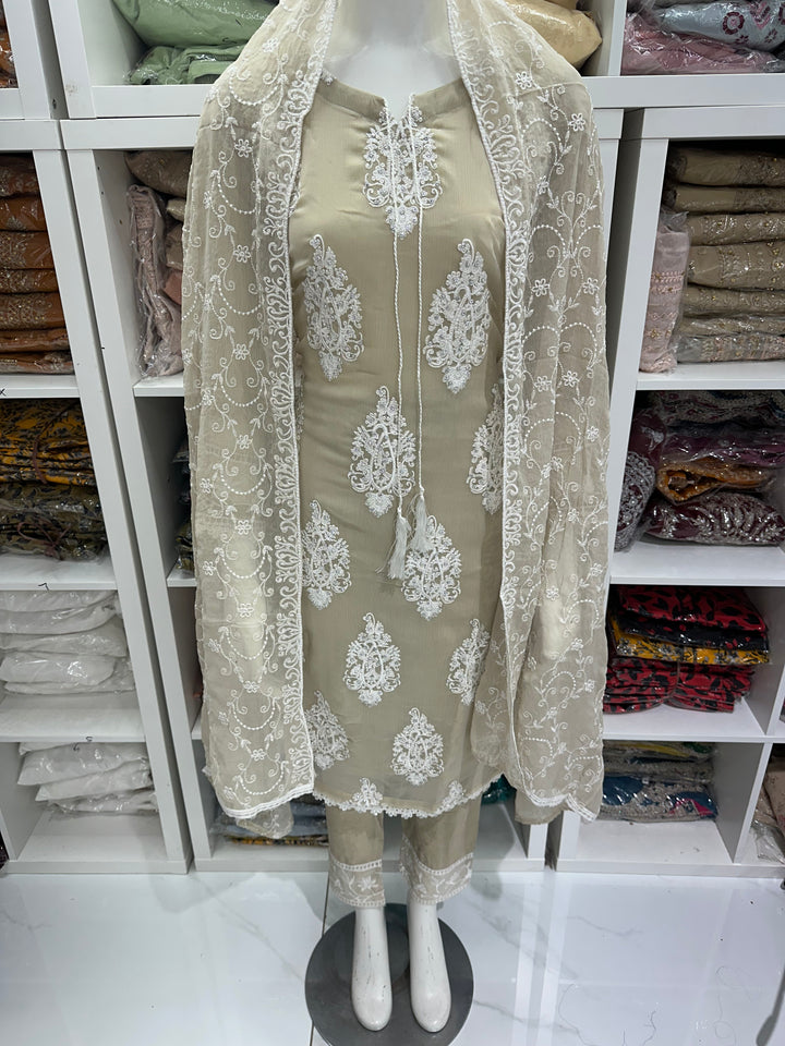 Three piece chiffon suits ready to wear