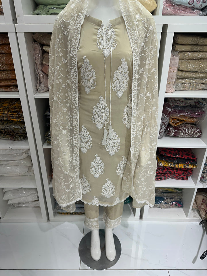 Three piece chiffon suits ready to wear