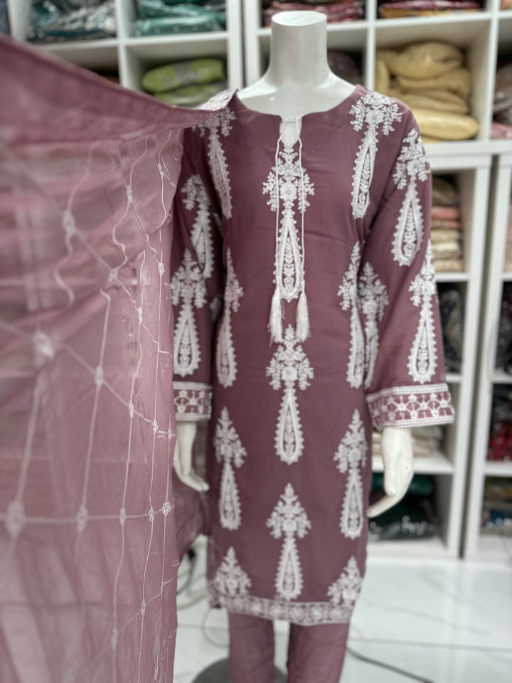 Three piece chiffon suits ready to wear