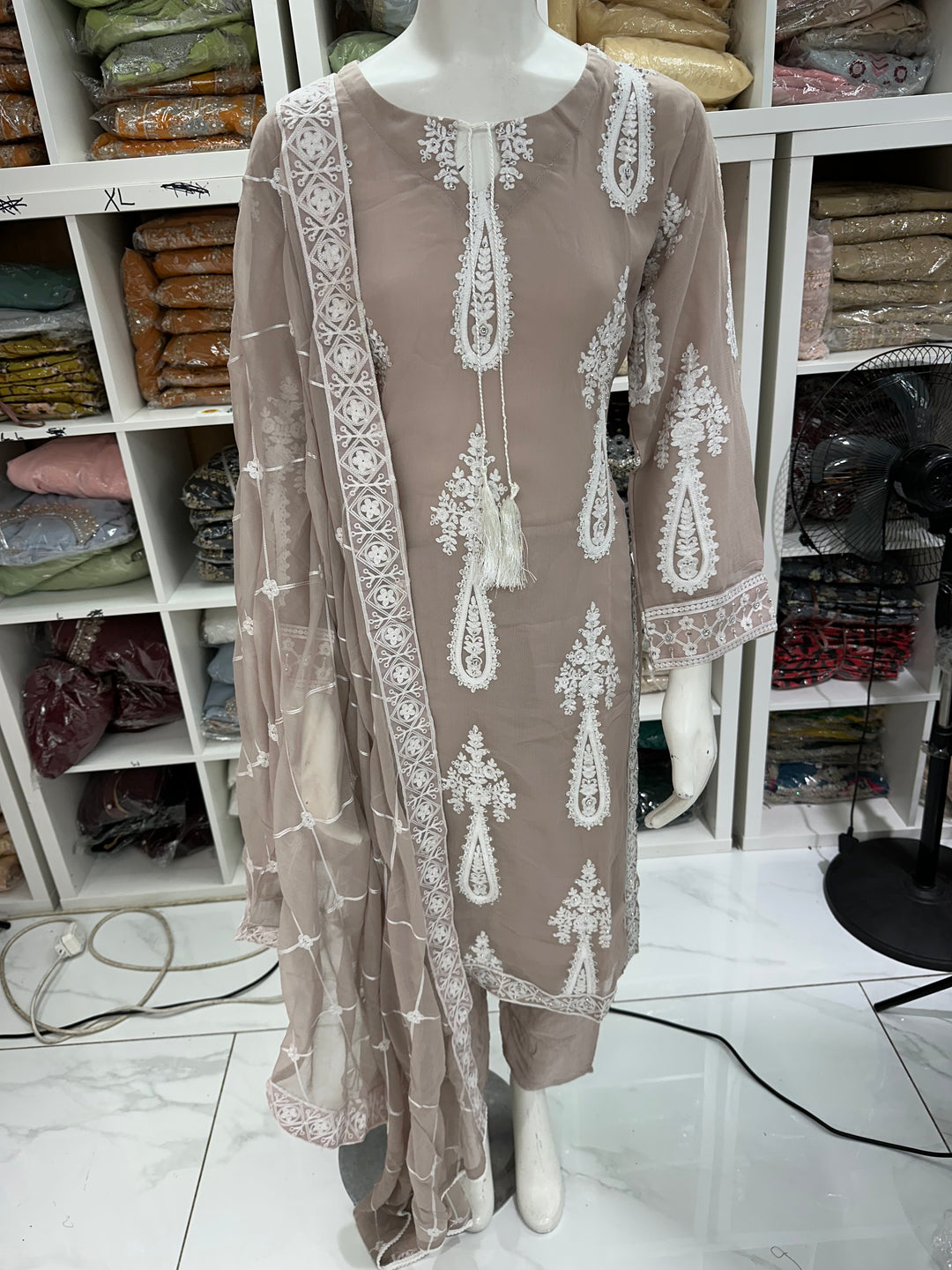 Three piece chiffon suits ready to wear