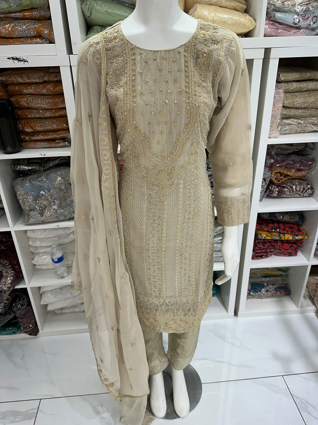 Three piece chiffon suits ready to wear