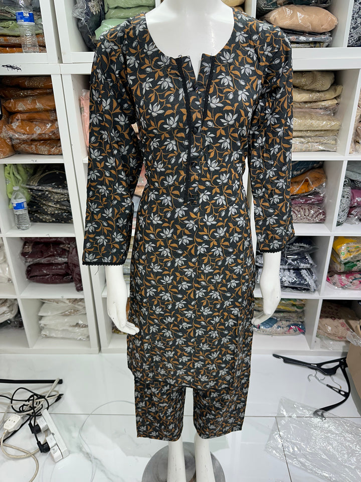 Two piece dhanak material suits in casual wear for winters