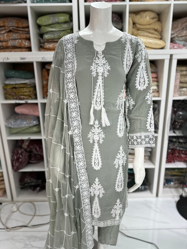 Three piece chiffon suits ready to wear