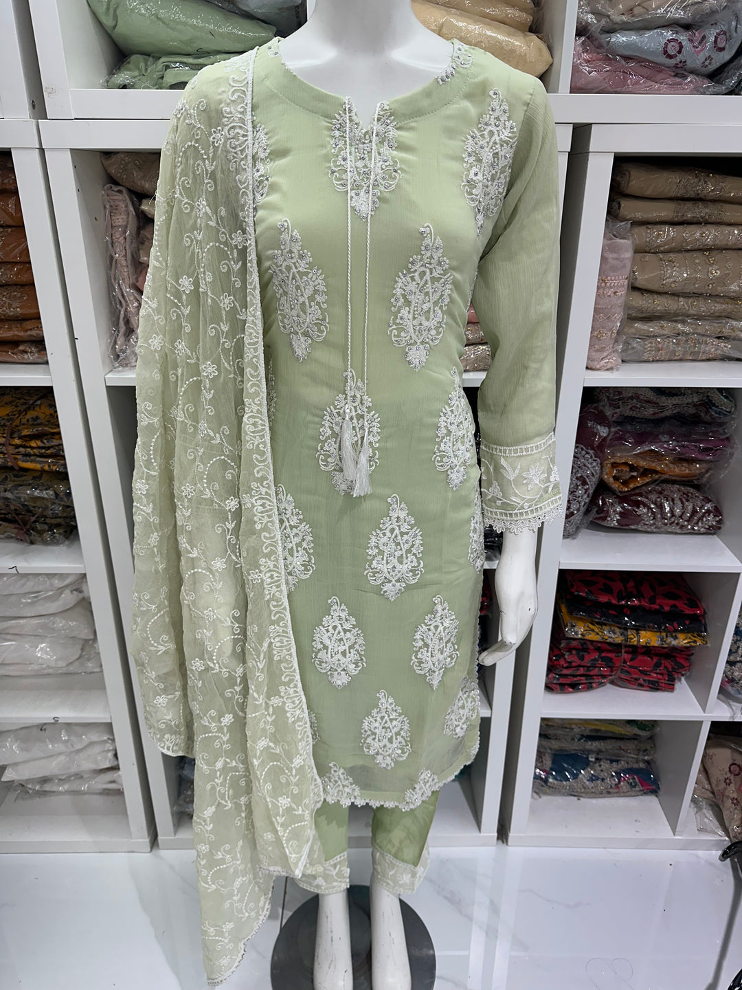 Three piece chiffon suits ready to wear