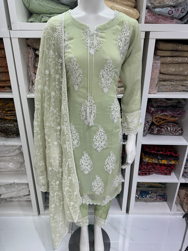 Three piece chiffon suits ready to wear