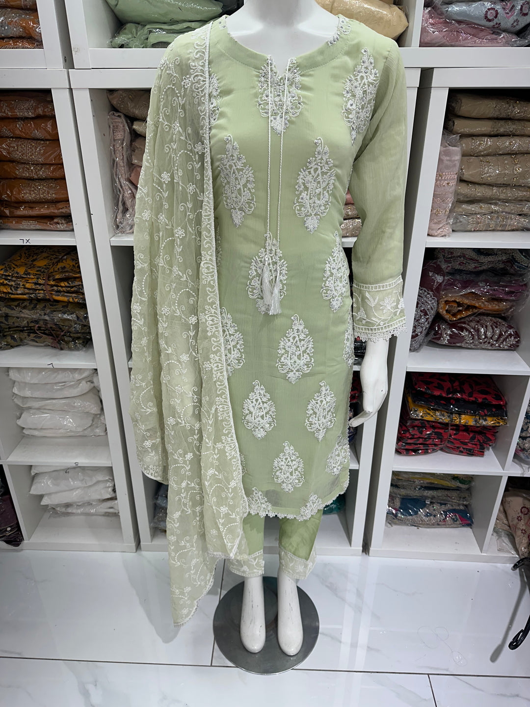 Three piece chiffon suits ready to wear