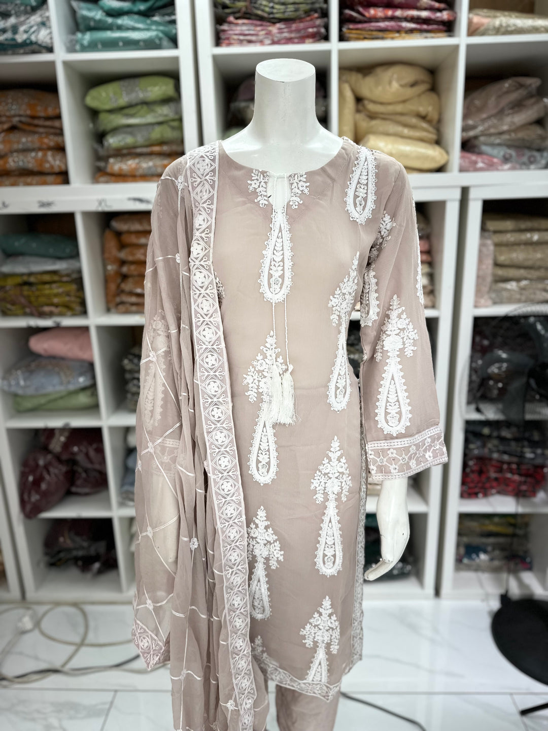 Three piece chiffon suits ready to wear