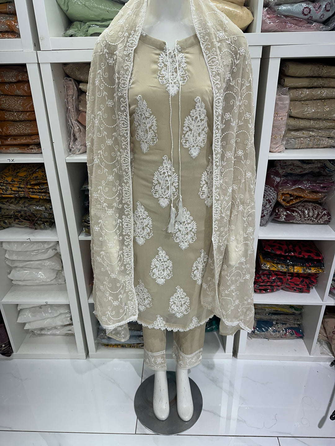 Three piece chiffon suits ready to wear