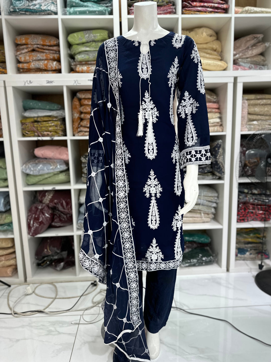 Three piece chiffon suits ready to wear