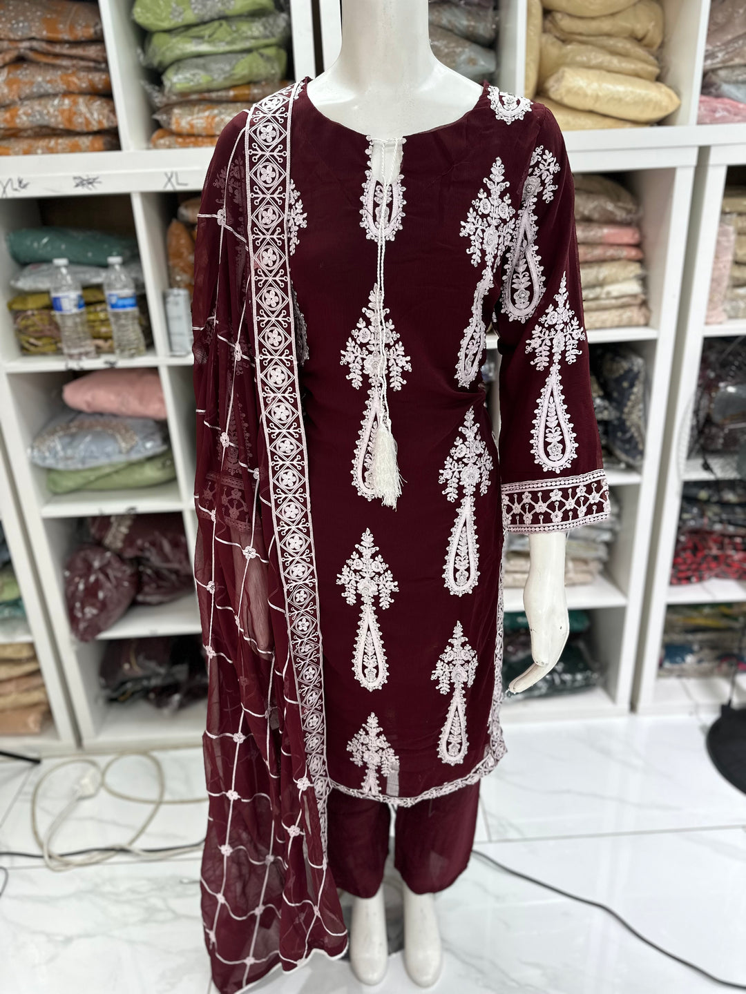 Three piece chiffon suits ready to wear