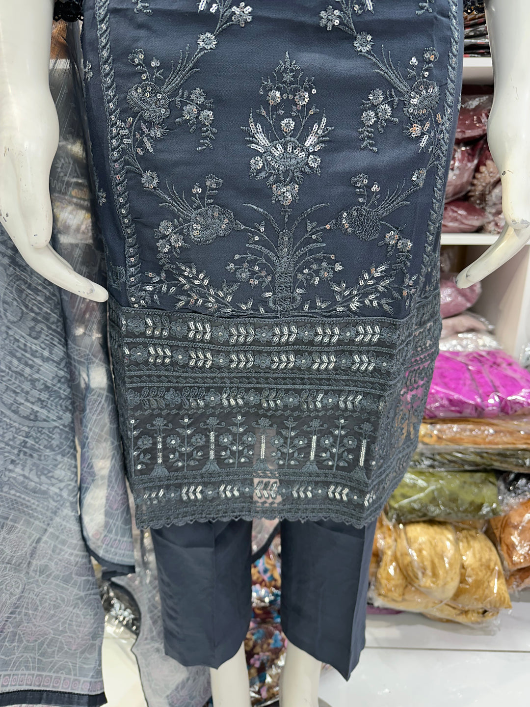 Three piece dhanak material suits on offer perfect for home wear and occasional wear