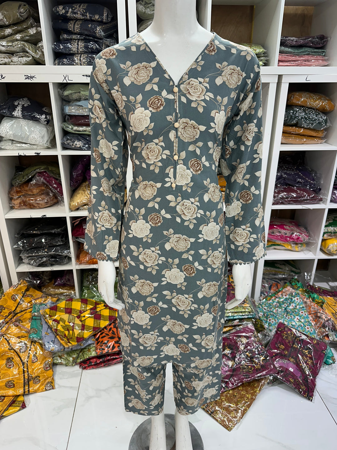 Two piece linen material suits on offer