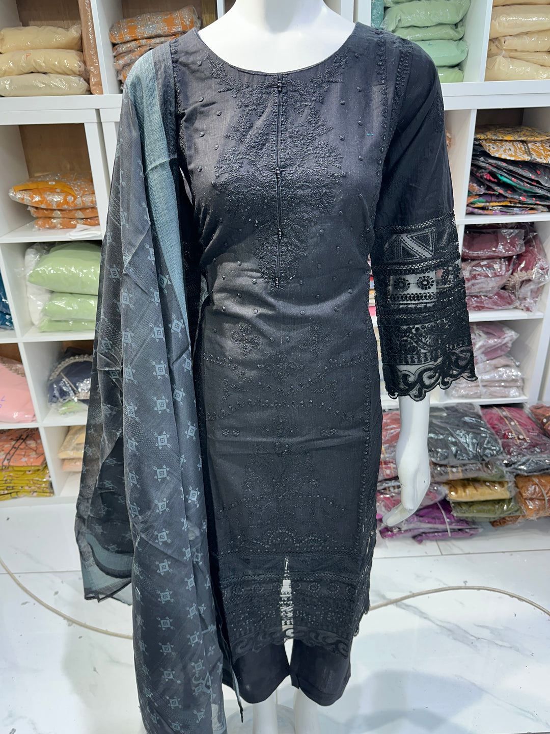 Three piece khadar material suits on offer perfect for home wear and occasional wear
