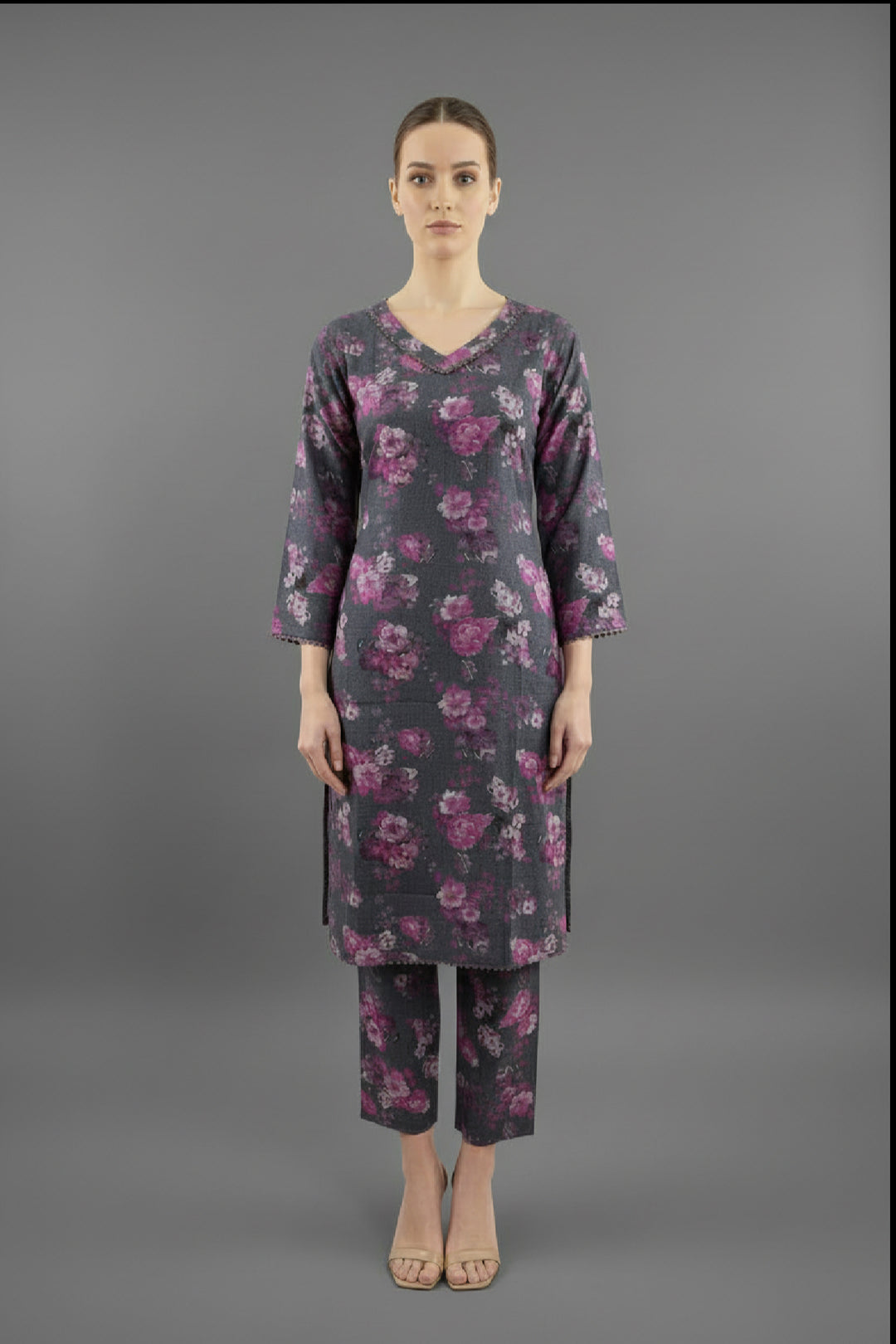 Two piece dhanak material suits in casual wear for winters