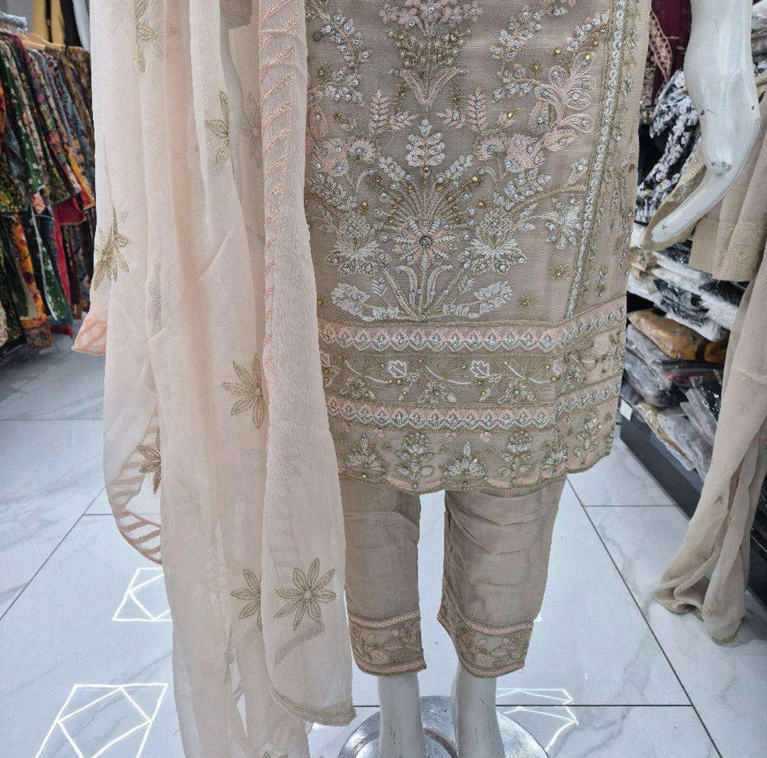 Three piece chiffon suits ready to wear