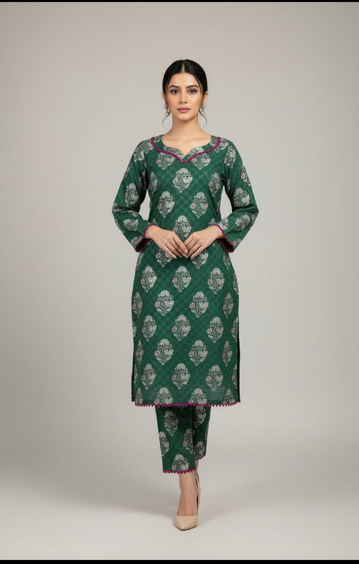 Two piece dhanak material suits in casual wear for winters