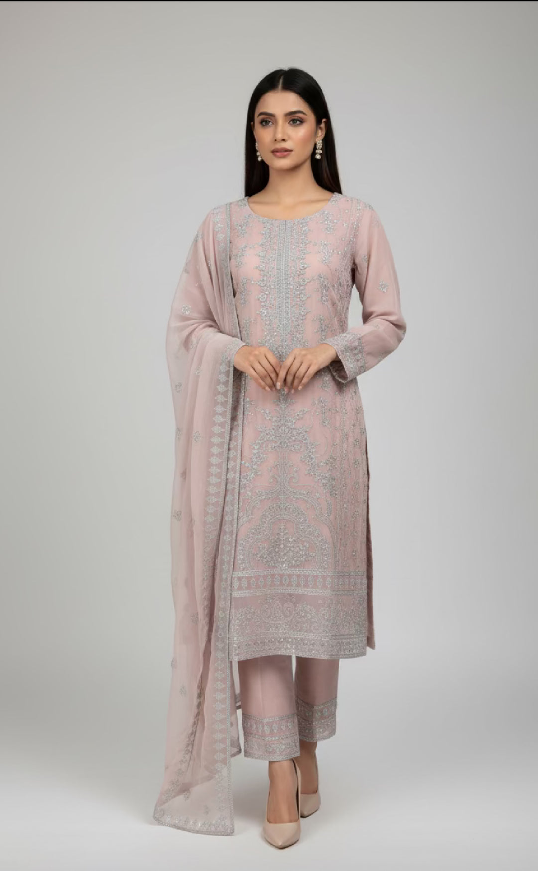 Three piece chiffon suits ready to wear