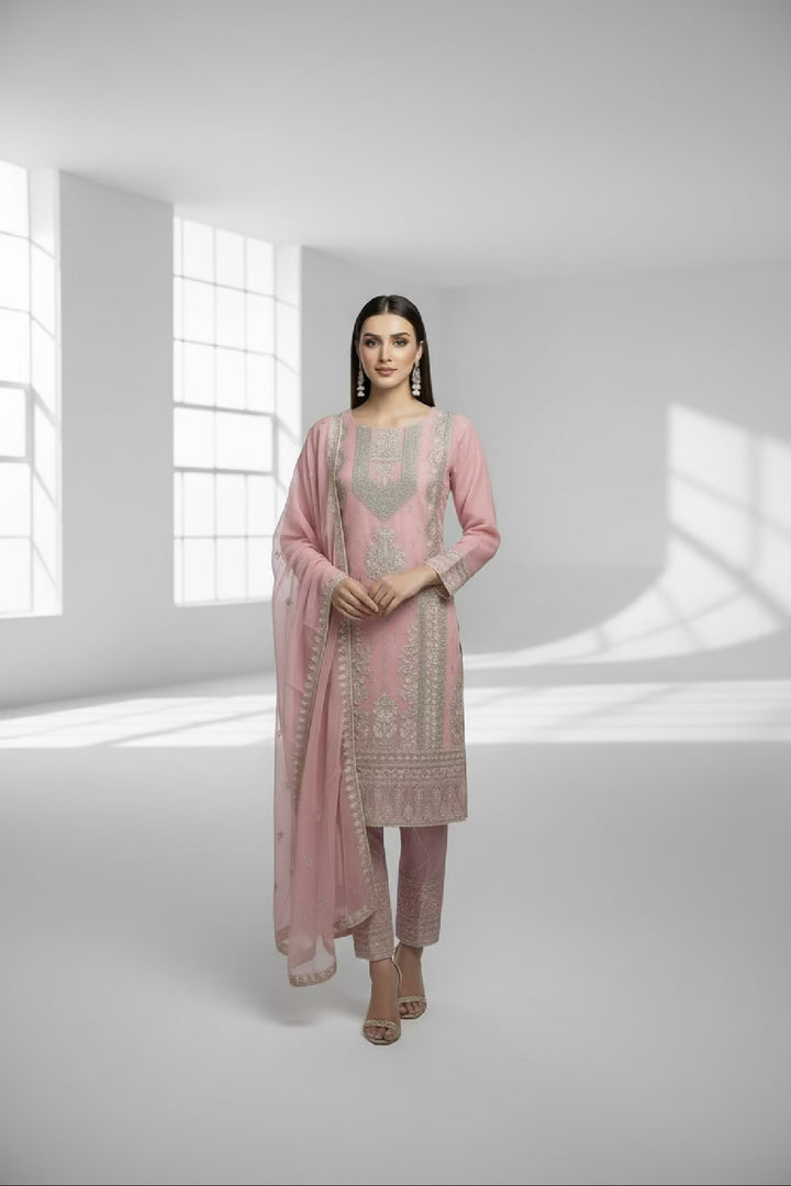 Three piece chiffon suits ready to wear